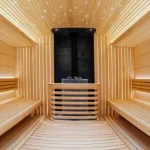 Sauna ahşap zemin ve bank detayı