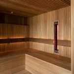 Sauna içi ahşap oturma ve zemin uygulaması