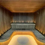 Modern sauna iç mekan aydınlatma detayı